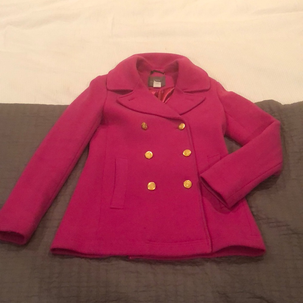 Jcrew hot pink pea coat